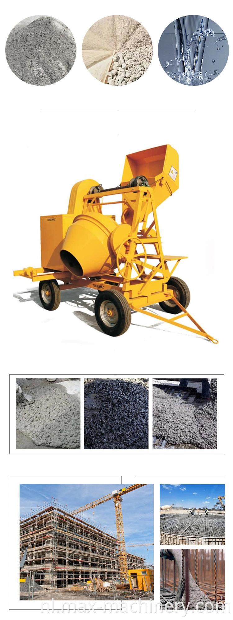 510L Diesel Cement Mixer Beton met lier / dieselmotor beton Mixer Machine Prijs in Ghana